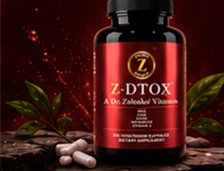 Z-DTox bottle and capsules on dark stone