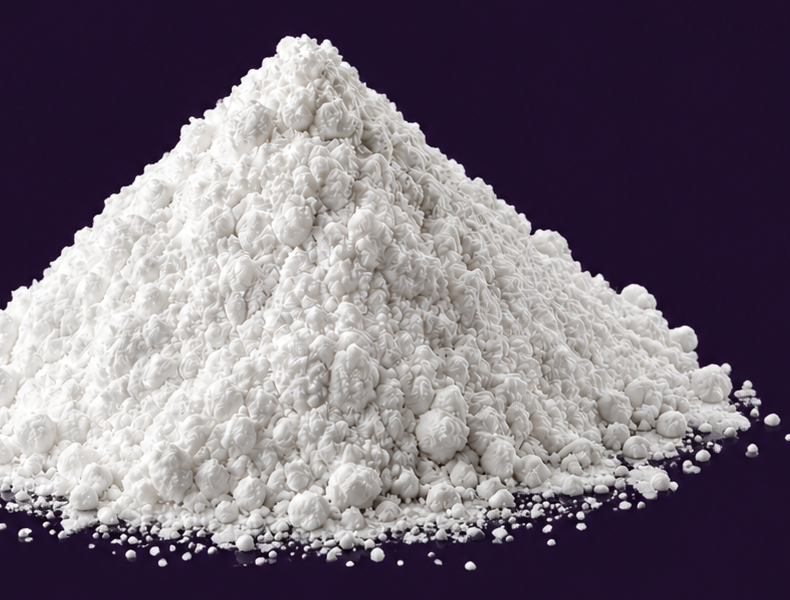 Mound of white vitamin C powder