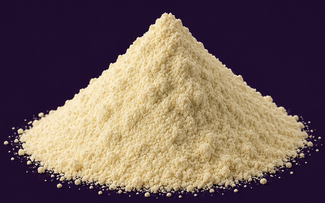 Mound of pale cream vitamin D3 powder