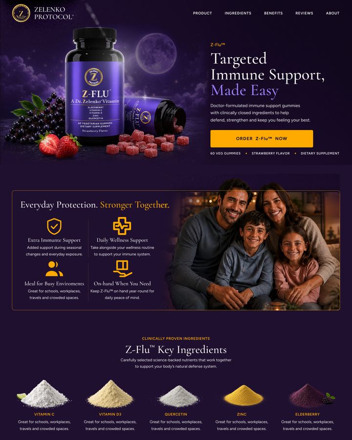 Preview of the Z-Flu targeted immune support page