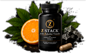 Z-Stack bottle with fresh orange, botanicals and a capsule
