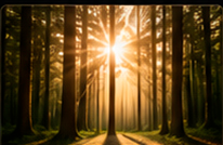 Sunlight streaming through a forest, a natural source of vitamin D