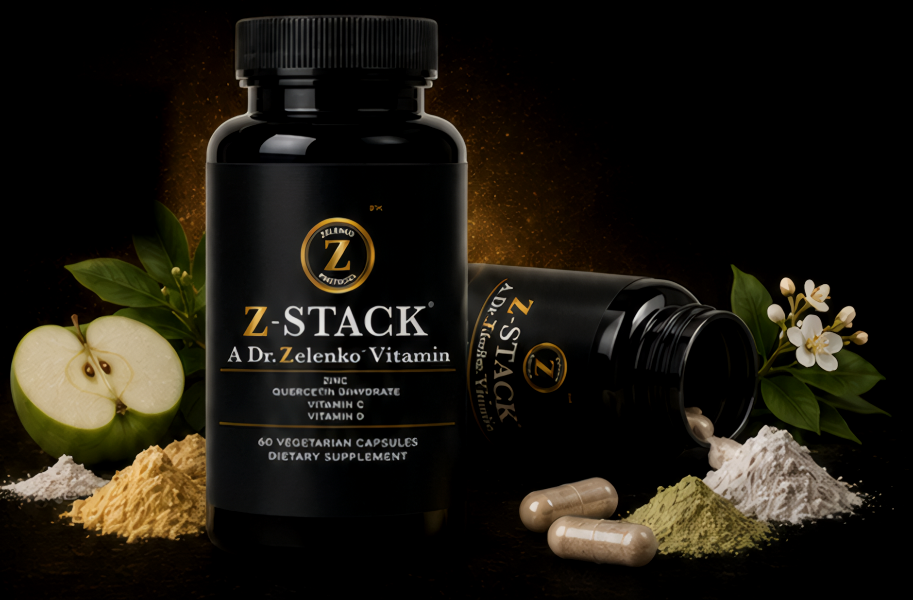 Z-Stack bottle with green apple, botanicals and four ingredient powders
